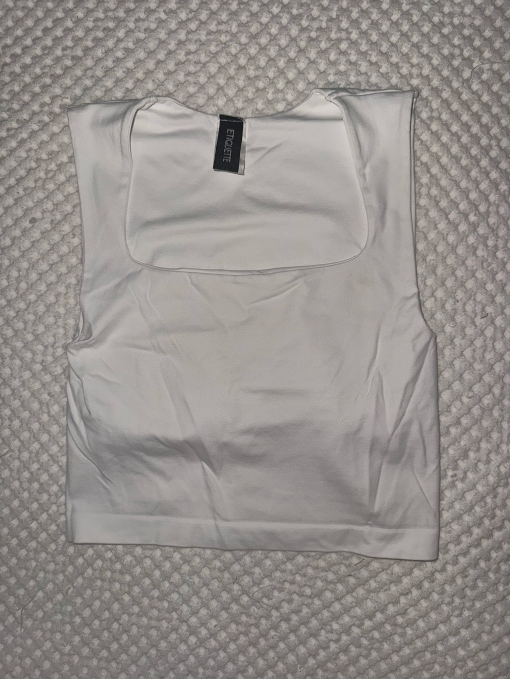Square Neck White Crop Tank